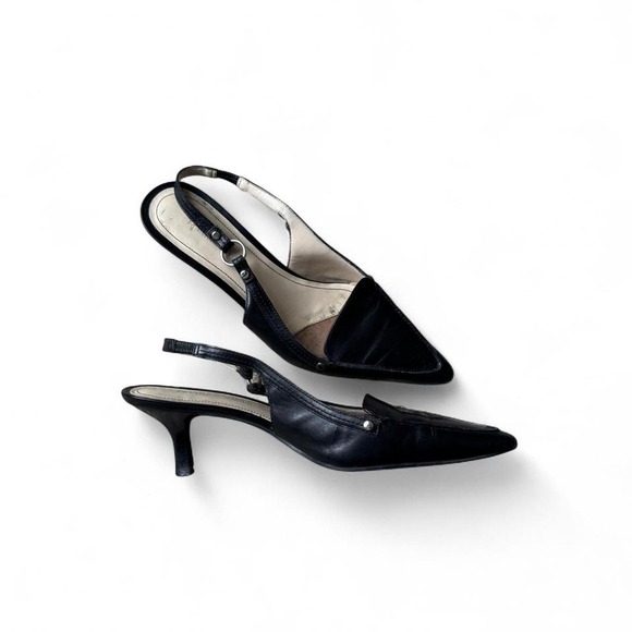 Etienne Aigner Shoes - Vintage Leather Slingback Kitten Heels